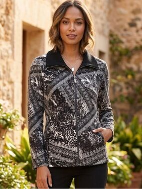 JM Collection Black and White Patterned Jacket